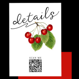 Information om snyggt White Red Cherry Digital QR- Tilläggskort