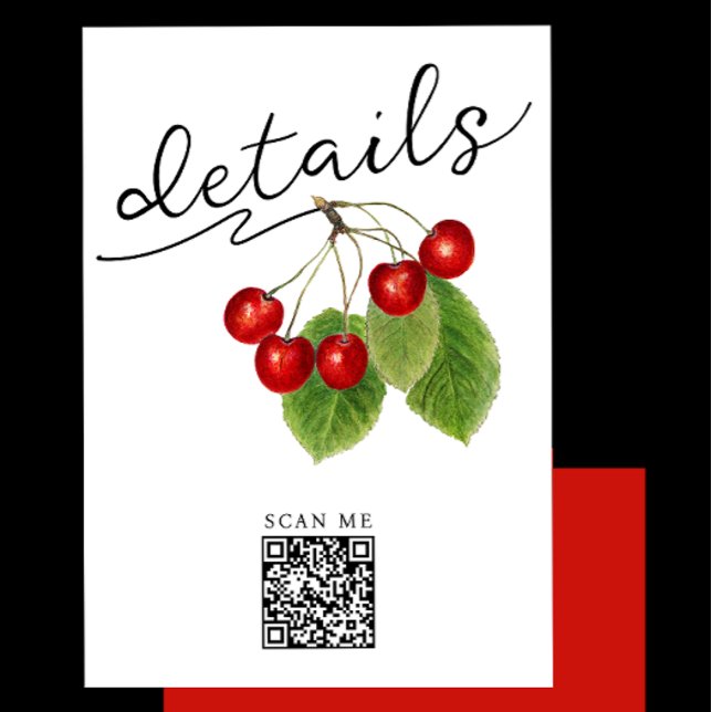 Information om snyggt White Red Cherry Digital QR- Tilläggskort (Skapare uppladdad)