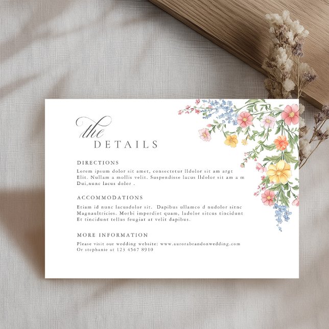 Information om Soft Pastel Ornate Vår Garden Weddi Tilläggskort (Soft Pastel Ornate Spring Garden Wedding Details Enclosure Card)