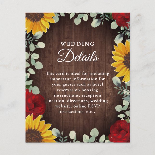 Information om solros Eucalyptus Röd ros Wood Bröl (Framsida)