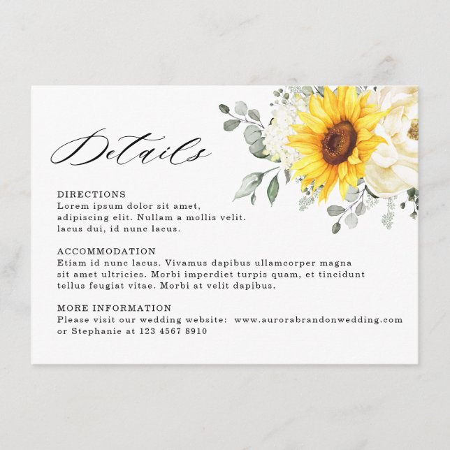 Information om Solros Ivory Peony Eucalyptus Bröll Tilläggskort (Framsida)