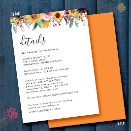 Information om solros Ro Burgundy Rustic Bröllop Tilläggskort