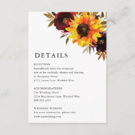 Information om Solros Ro Red Lila Rustic Bröllop Tilläggskort