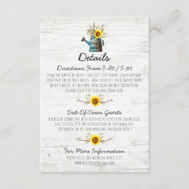 Information om solrosrot, Rustic Wood Bröllop / Ri Tilläggskort