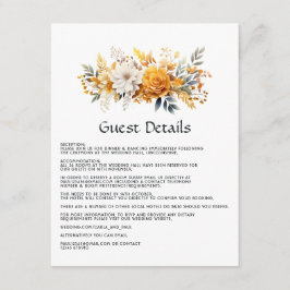 Information om soluppringd Blommigt Bröllop gäst Tilläggskort
