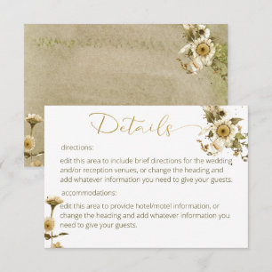Information om sommarblommor och Daisy Bröllop-kor Tilläggskort