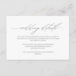 Information om söt Lila Calligraphy Bröllop Guest Tilläggskort