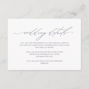 Information om söt Lila Calligraphy Bröllop Guest  Tilläggskort