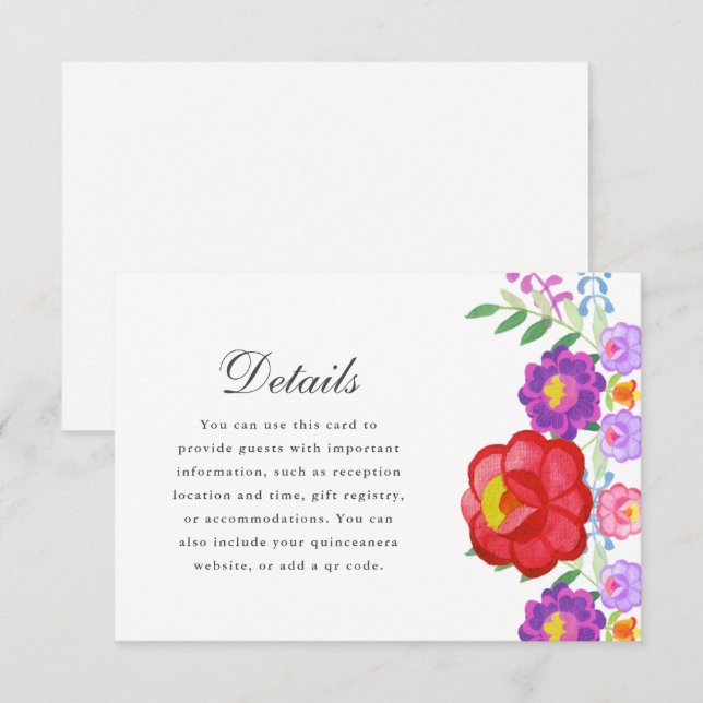 Information om söt Red Fiesta Blommigt Quinceanera OSA Kort (Fram/baksida)