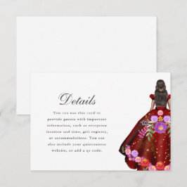 Information om söt Red Fiesta Blommigt Quinceanera OSA Kort