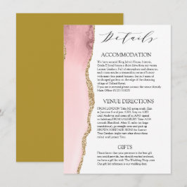 Information om söt Rosa Agate Modern bröllop Tilläggskort