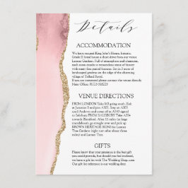 Information om söt Rosa Agate Modern bröllop Tilläggskort