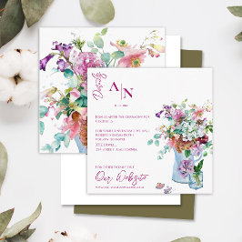 Information om söt Rustic Rosa Blommigt Garden Wed Tilläggskort