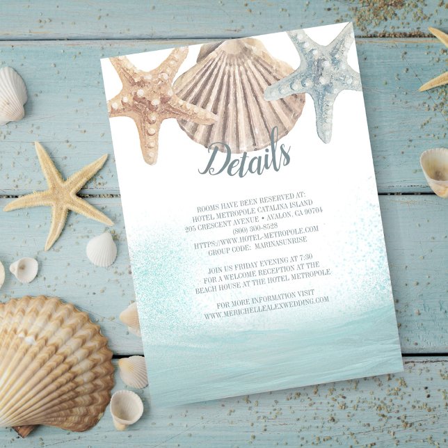 Information om Starfish Seashells Beach Wedding Gu Tilläggskort (Skapare uppladdad)