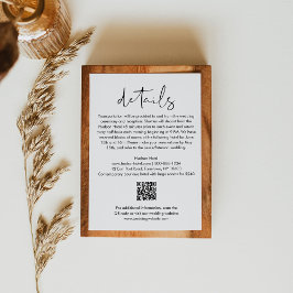 Information om STELLA Minimalist Bröllop QR-kod 3. Tilläggskort