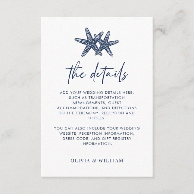 Information om stjärnfiskens moderna marinblåsbröl tilläggskort (Framsida)