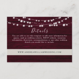 Information om String Ljus Burgundy Bröllop Tilläggskort