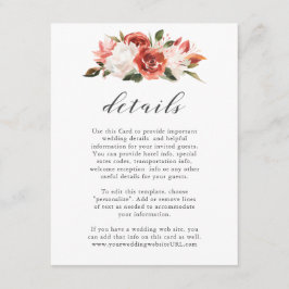 Information om Subtle Red and White Blommigt Bröll Tilläggskort