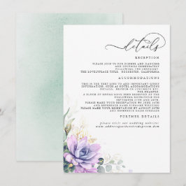 Information om Succulents Grey Guld Lämnar Bröllop Tilläggskort