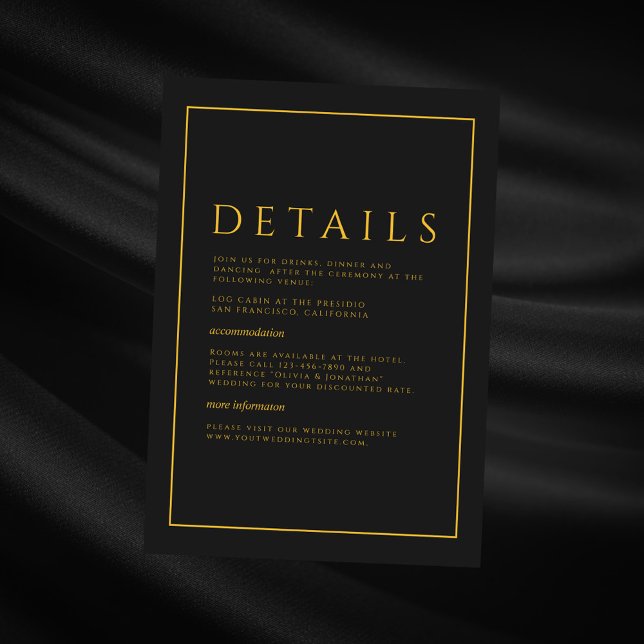 Information om svart minimalistiskt Elegant bröllo Tilläggskort (Skapare uppladdad)