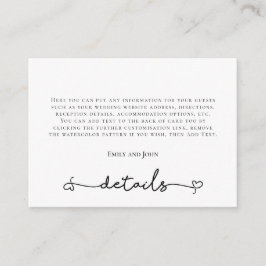 Information om svart typografi av Bröllop Tilläggskort