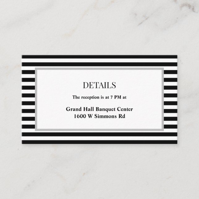 Information om Svart/vitt Rand-bildrutan Bröllop Tilläggskort (Framsida)