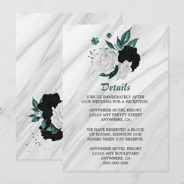 Information om svarta vita och färgade eleganter tilläggskort (Fram/baksida)