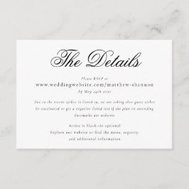 Information om svartvit Bröllop i elegant Script Tilläggskort
