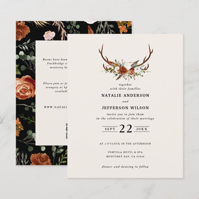 Information om svartvit elegant i budgetläge bröll (Fram/baksida)