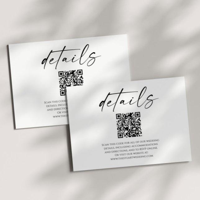 Information om svartvit QR-kod Bröllop för elegant Tilläggskort (Skapare uppladdad)