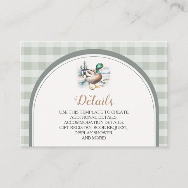 Information om Sweet Little Duckling Gingham Baby  Tilläggskort (Framsida)