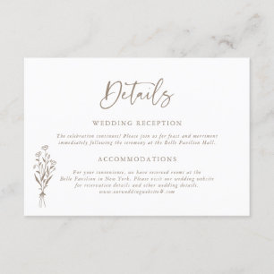 Information om Taupe-minimailist Blommigt Bouquet Tilläggskort