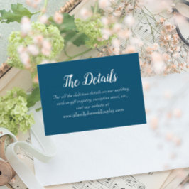 Information om Teal Blue Simple Stil Bröllop Tilläggskort