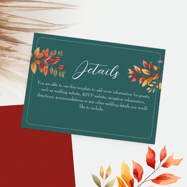 Information om Teal Fall Wedding Tilläggskort (Skapare uppladdad)