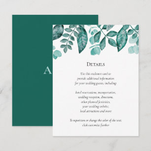 Information om Teal Greenery Bröllop Övriga upplys Tilläggskort
