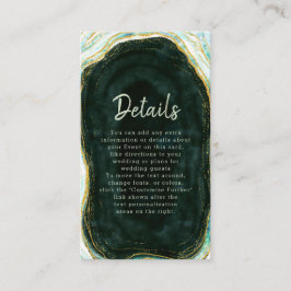 Information om Teal Grönt & Guld Agate Marble Bröl Tilläggskort