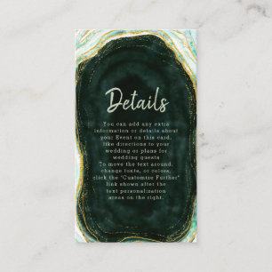 Information om Teal Grönt & Guld Agate Marble Bröl Tilläggskort