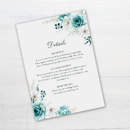 Information om Teal- och Off-White Wildblommor Car Inbjudningar