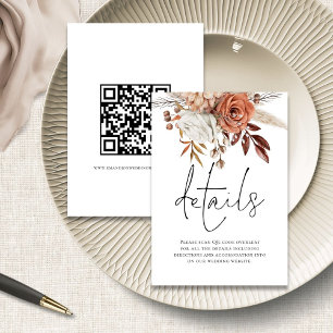 Information om Terracotta Blommigt Script QR Code Tilläggskort