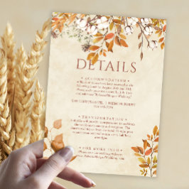 Information om Terracotta Höst löv Boho Fall Weddi Tilläggskort