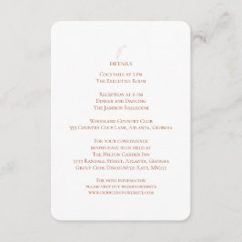 Information om terracotta White Wedding Reception Tilläggskort