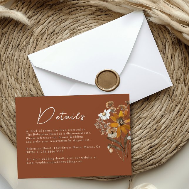 Information om Terracotta WildblomBoho Fall Weddin Tilläggskort (Skapare uppladdad)