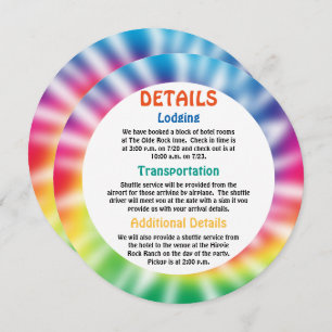 Information om tidigare hippie Hippy Tie Dye-hände Inbjudningar