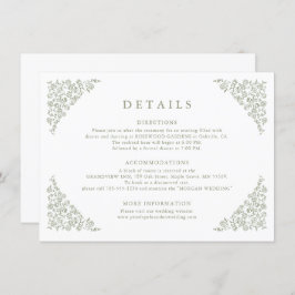 Information om tidslös Sage Grönt Bröllop Blommigt Tilläggskort