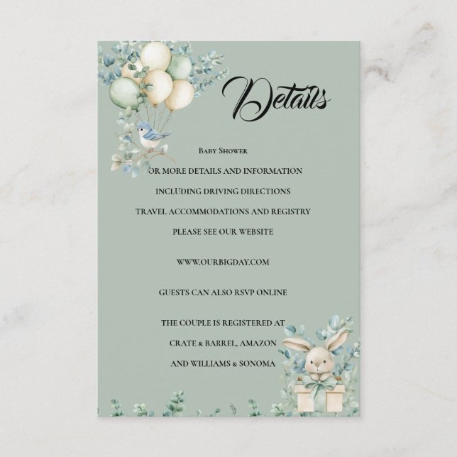 Information om tilläggskort för babydusch (Framsida)