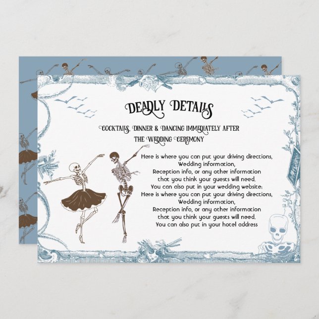 Information om Toile Halloween Gothic-skelett Inbjudningar (Fram/baksida)