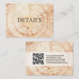 Information om träbete QR-kodmall Rustic Bröllop Tilläggskort