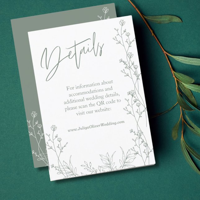 Information om trendig saga grönt QR-kod bröllop Tilläggskort (Skapare uppladdad)