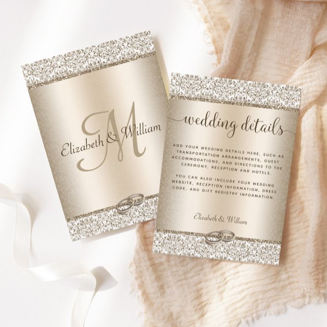 Information om trendiget Champagne Glitter Damask  Tilläggskort (Skapare uppladdad)