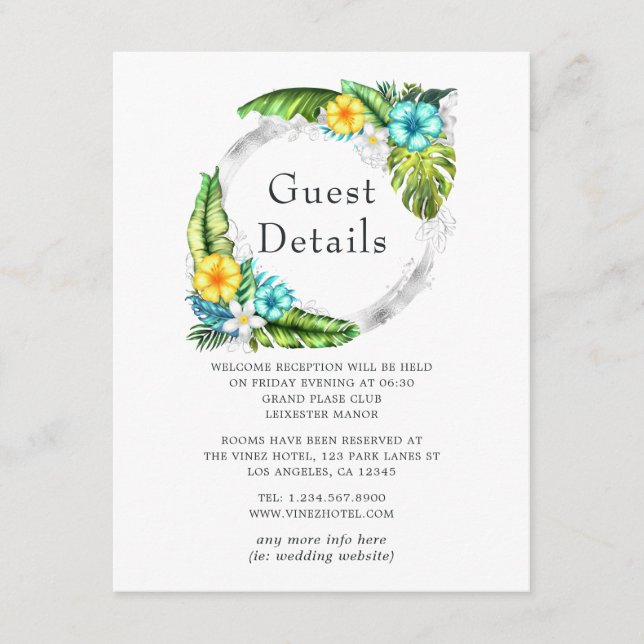 Information om Tropical Aloha Summer Beach Wedding Tilläggskort (Framsida)